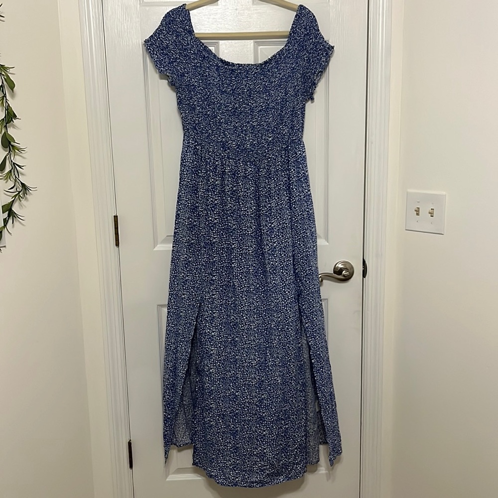 Blue floral maxi dress